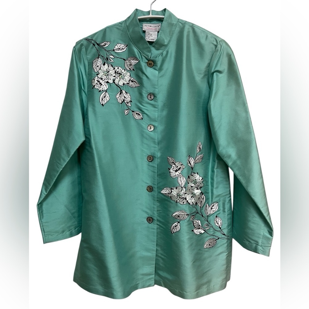 Vintage‎ 90’s Victor Costa Occasion Silk Tunic Blouse - Embroidered with Flowers